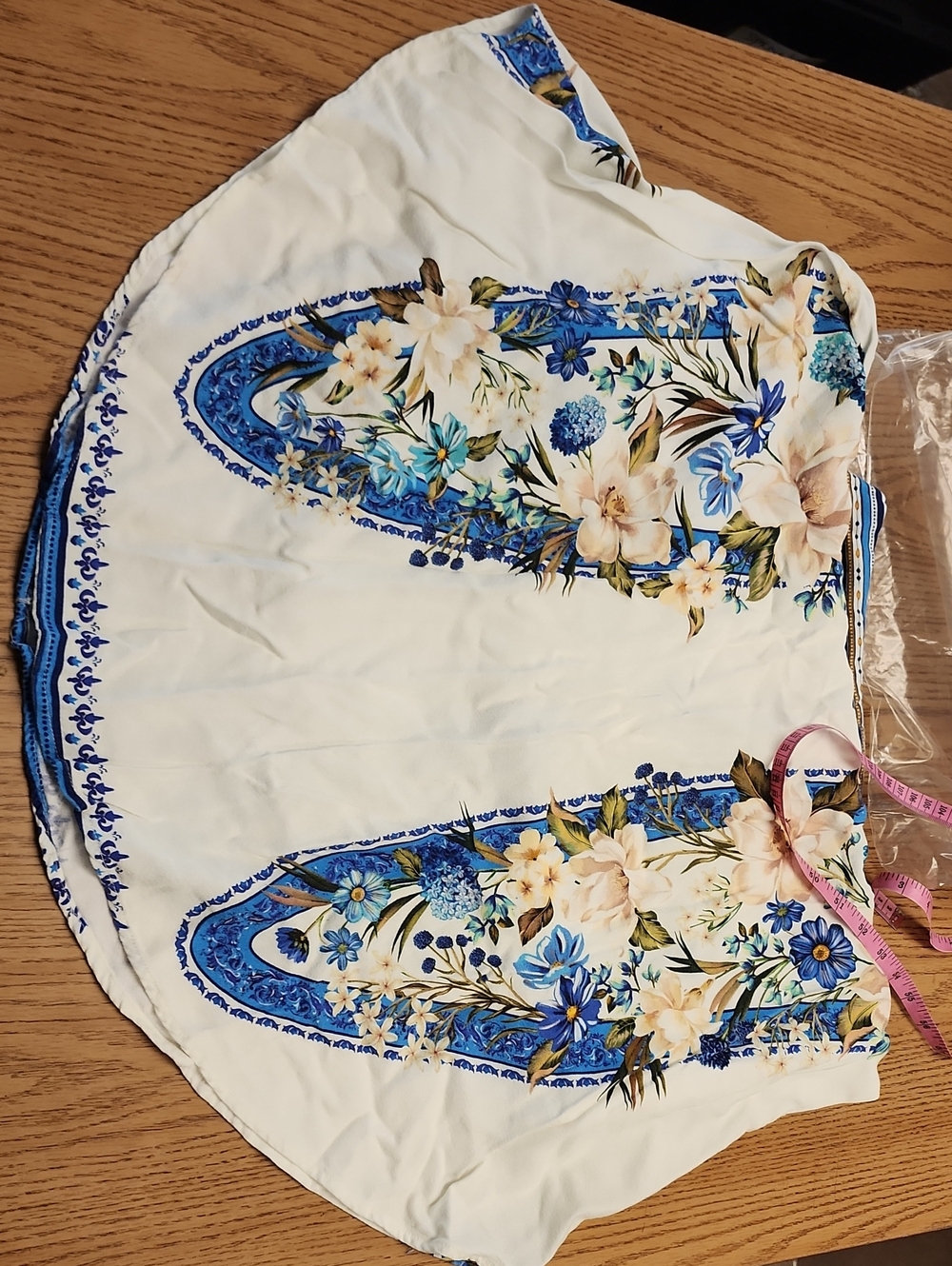 FARM Rio White Maxi Skirt with Blue and Cream Floral Print - Picture 4 of 4
